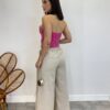 Cropped Feminino Tomara que Caia Pink sem Bojo com Cinto - Fernanda Ramos Store