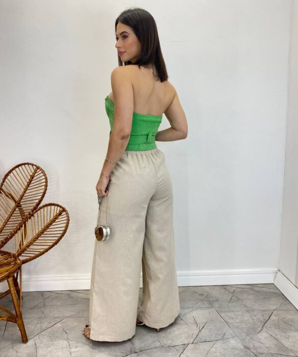 Cropped Feminino Tomara que Caia Verde sem Bojo com Cinto - Fernanda Ramos Store