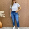 Cropped Manga Curta Básica com Gola Branco - Fernanda Ramos Store