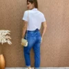 Cropped Manga Curta Básica com Gola Branco - Fernanda Ramos Store