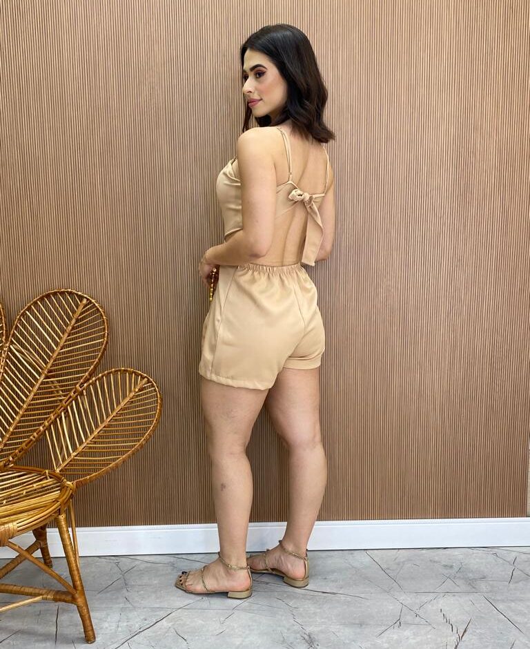 Macaquinho Feminino Ingrid com Bojo Nude - Fernanda Ramos Store