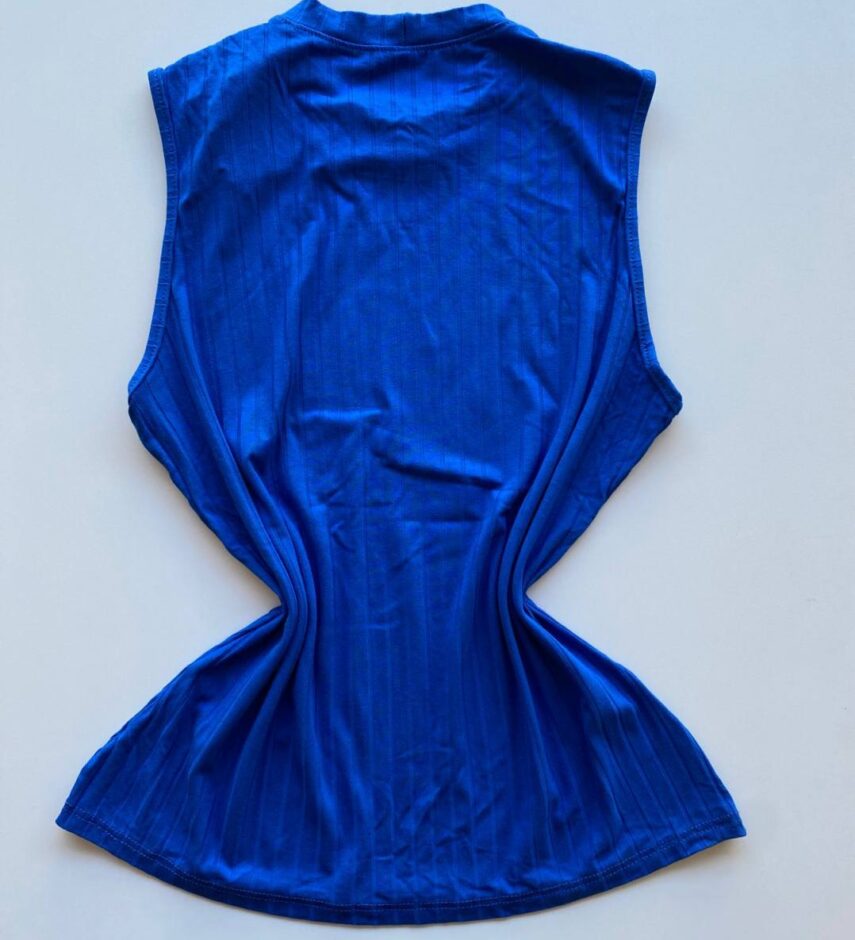 Regata Feminina Azul Canelada Malwee - Fernanda Ramos Store