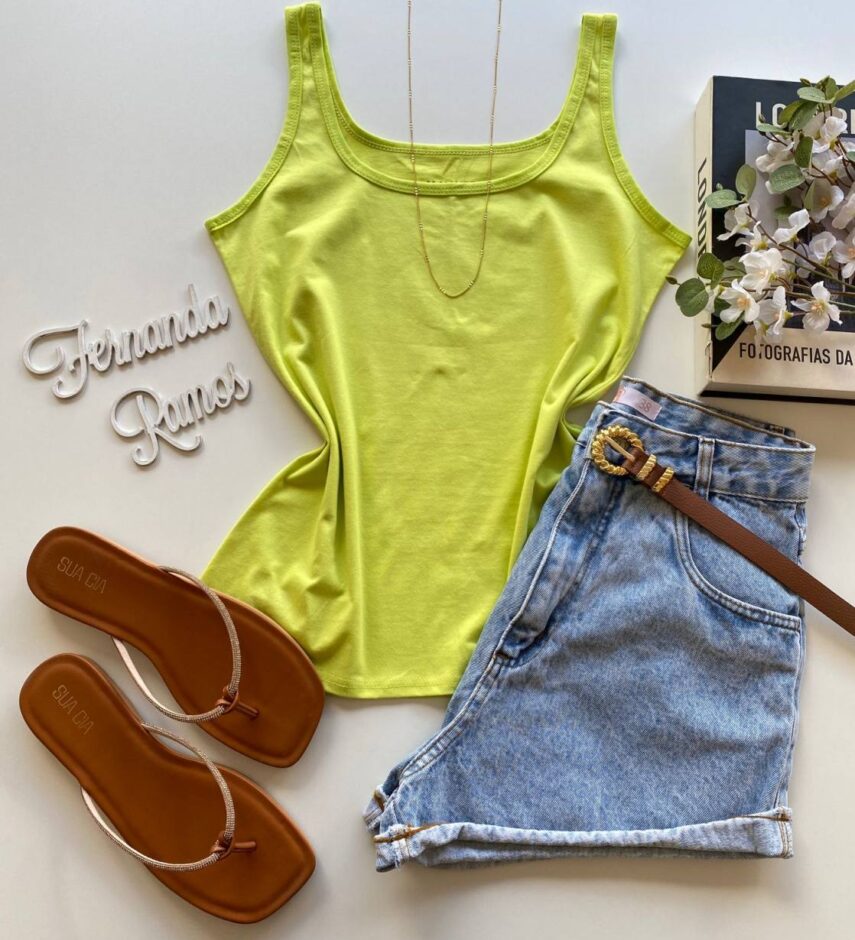 Regata Feminina Básica Malwee Verde Lima - Fernanda Ramos Store