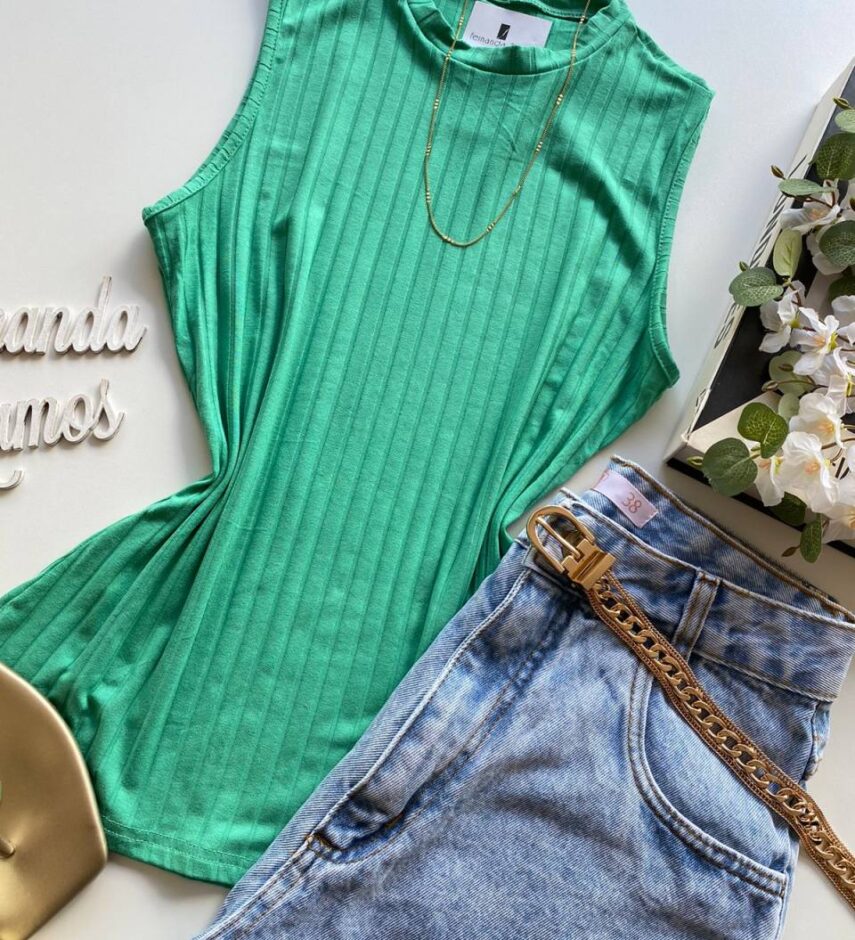 Regata Feminina Verde Menta Canelada Malwee - Fernanda Ramos Store