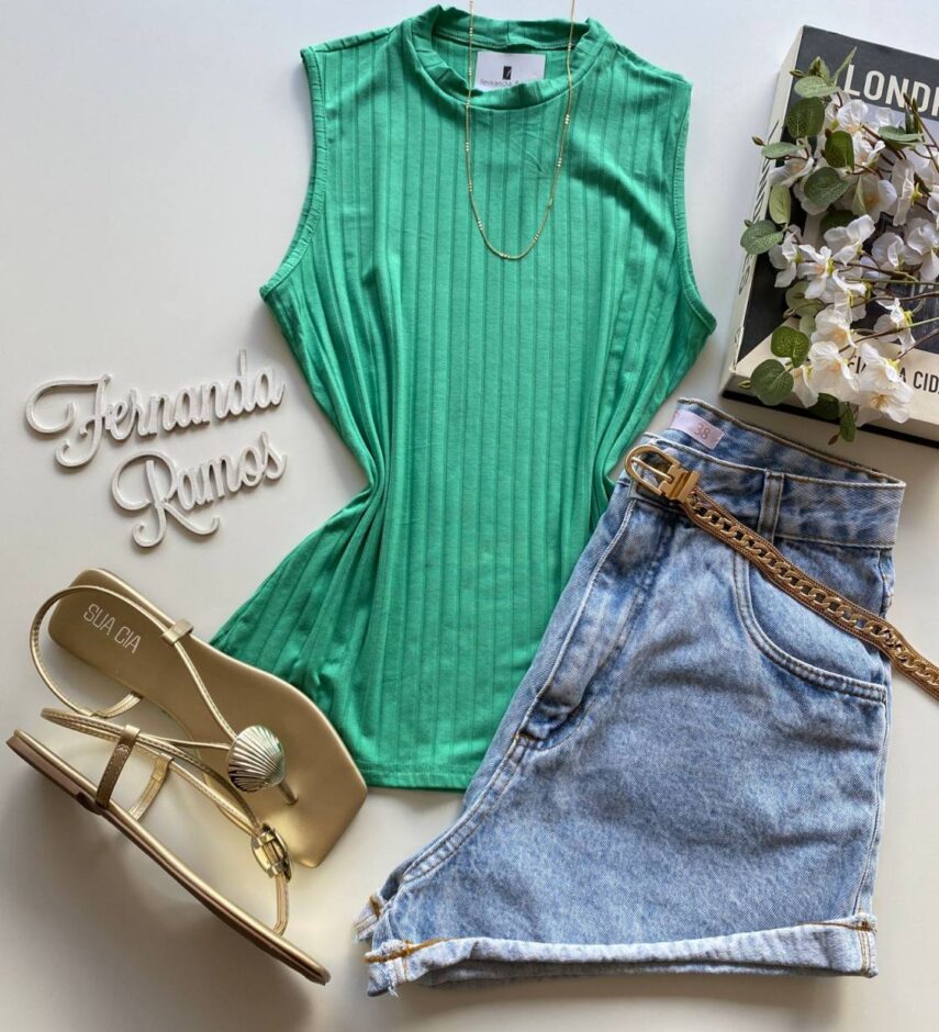 Regata Feminina Verde Menta Canelada Malwee - Fernanda Ramos Store