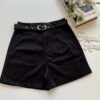 Short Feminino com Cinto e Detalhe em Pregas Preto - Fernanda Ramos Store