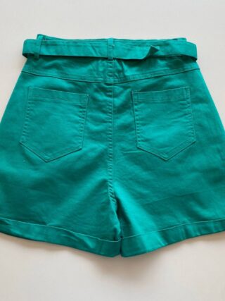 Short Feminino com Cinto e Detalhe em Pregas Verde Água - Fernanda Ramos Store