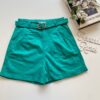 Short Feminino com Cinto e Detalhe em Pregas Verde Água - Fernanda Ramos Store