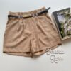 Short Feminino Juliana com Cinto Bege - Fernanda Ramos Store