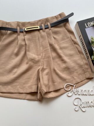 Short Feminino Juliana com Cinto Bege - Fernanda Ramos Store