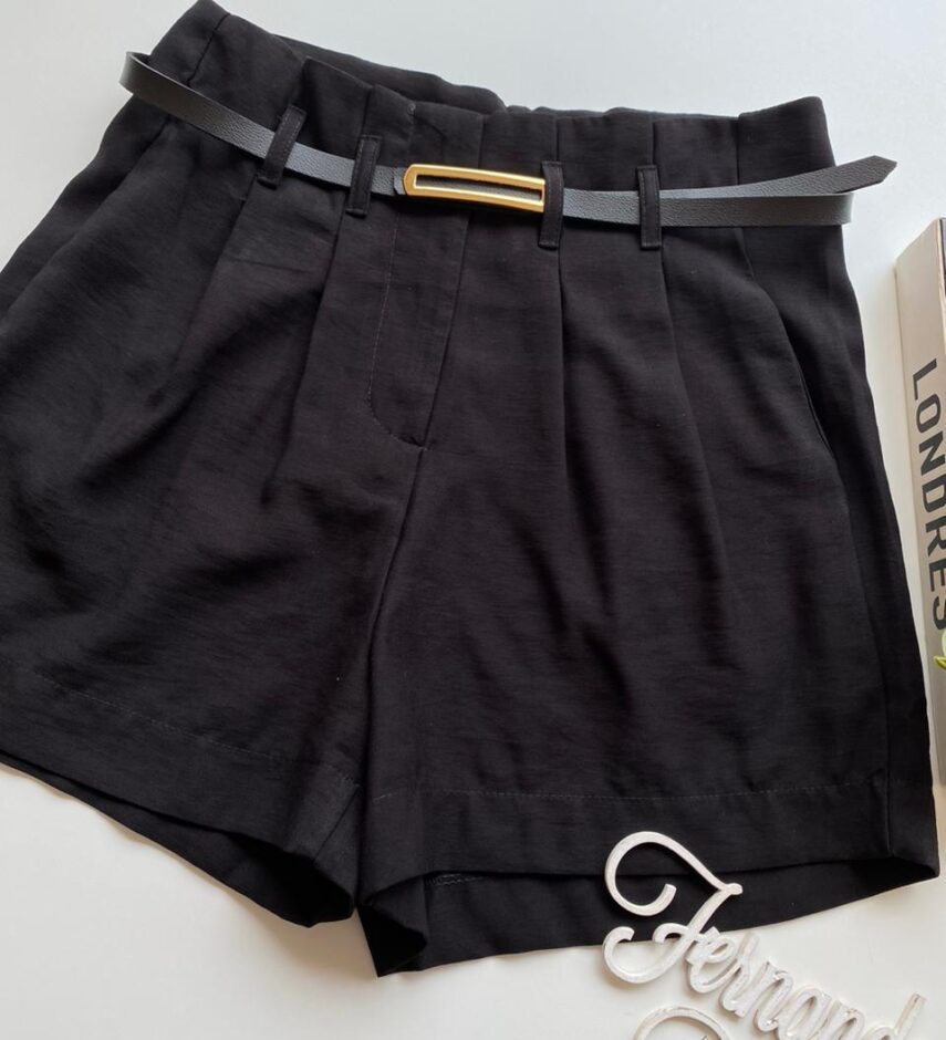 Short Feminino Juliana com Cinto Preto - Fernanda Ramos Store