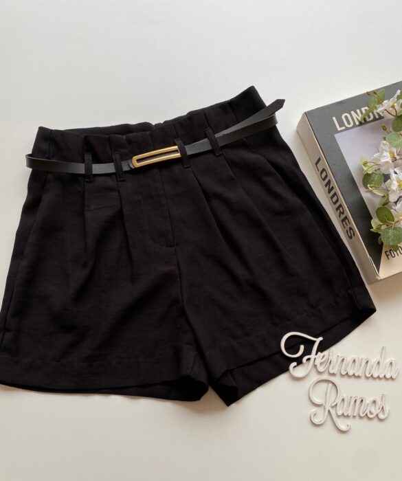 Short Feminino Juliana com Cinto Preto - Fernanda Ramos Store