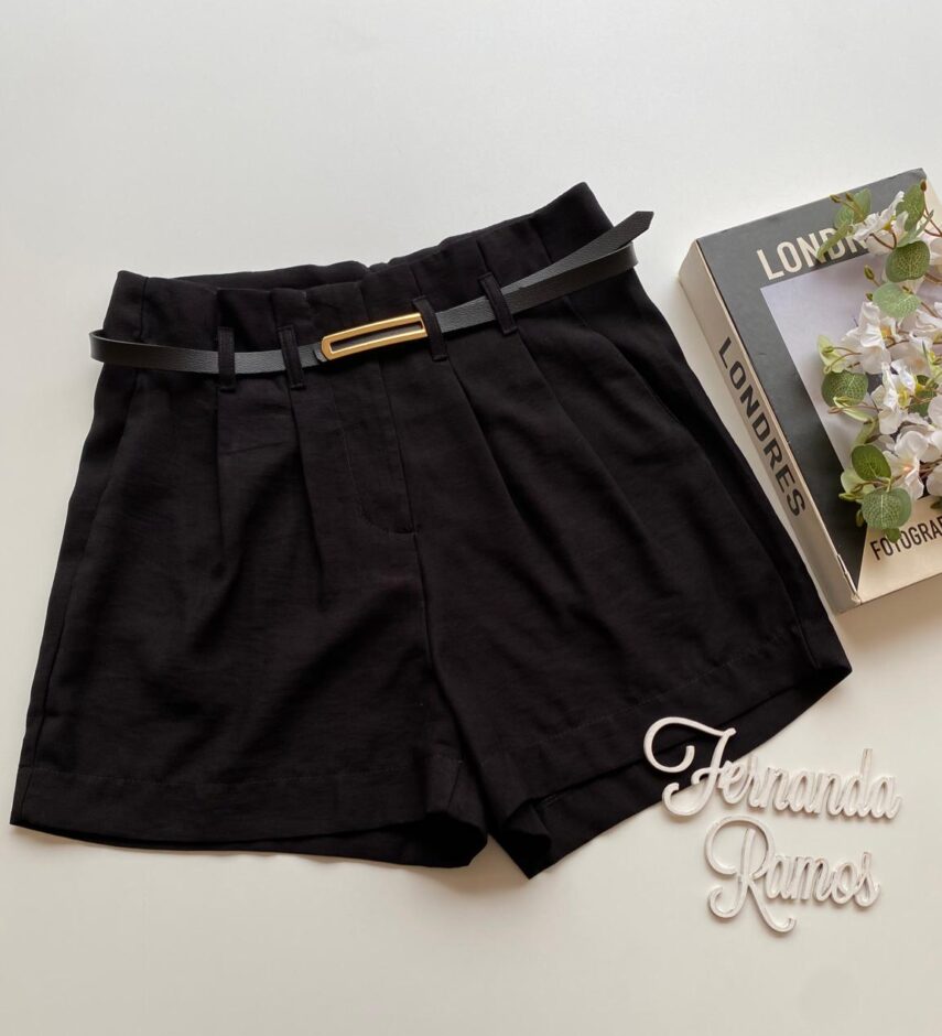 Short Feminino Juliana com Cinto Preto - Fernanda Ramos Store