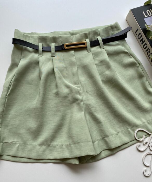 Short Feminino Juliana com Cinto Verde Menta - Fernanda Ramos Store