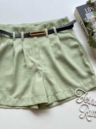 Short Feminino Juliana com Cinto Verde Menta - Fernanda Ramos Store