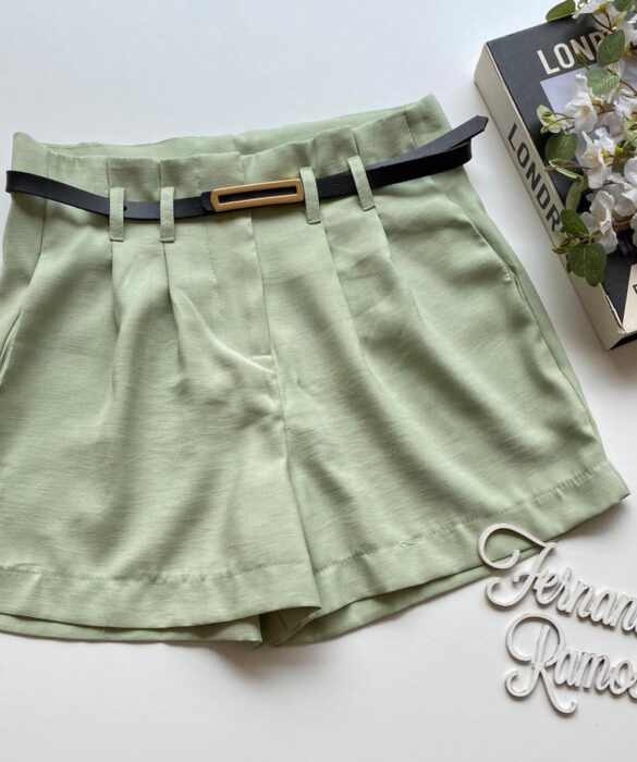 Short Feminino Juliana com Cinto Verde Menta - Fernanda Ramos Store