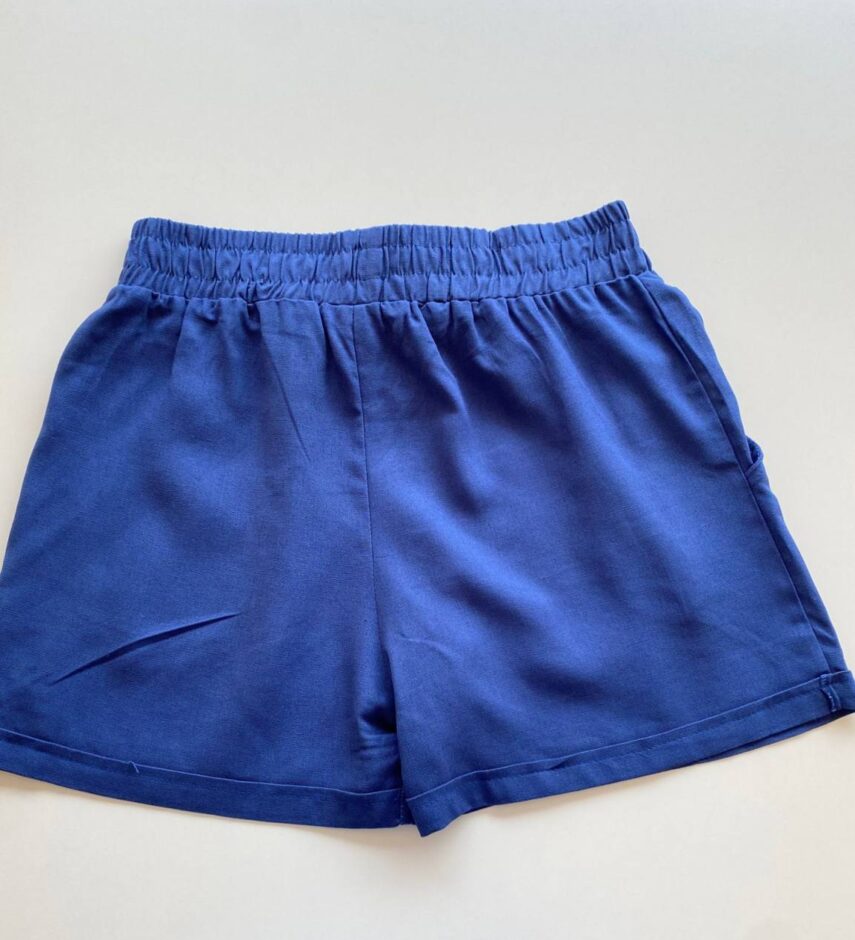 Short Feminino Viscolinho com Bolsos e Amarração Azul - Fernanda Ramos Store