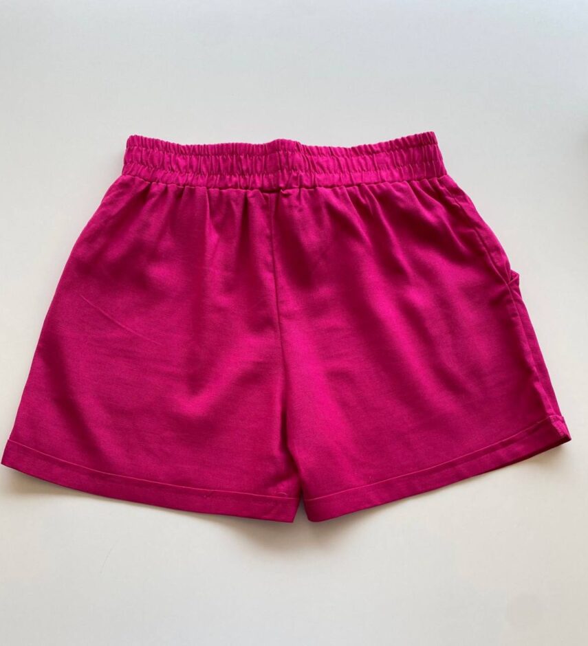 Short Feminino Viscolinho com Bolsos e Amarração Pink - Fernanda Ramos Store
