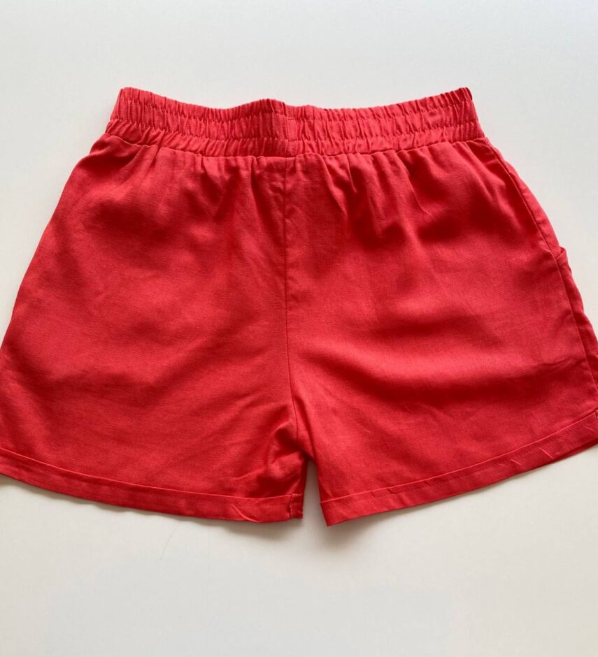 Short Feminino Viscolinho com Bolsos e Amarração Salmão - Fernanda Ramos Store