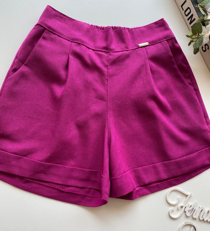 Short Feminino Viscolinho Jéssica com Bolsos Fúcsia - Fernanda Ramos Store