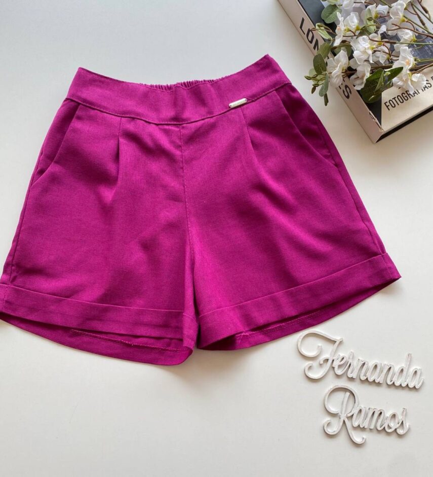 Short Feminino Viscolinho Jéssica com Bolsos Fúcsia - Fernanda Ramos Store