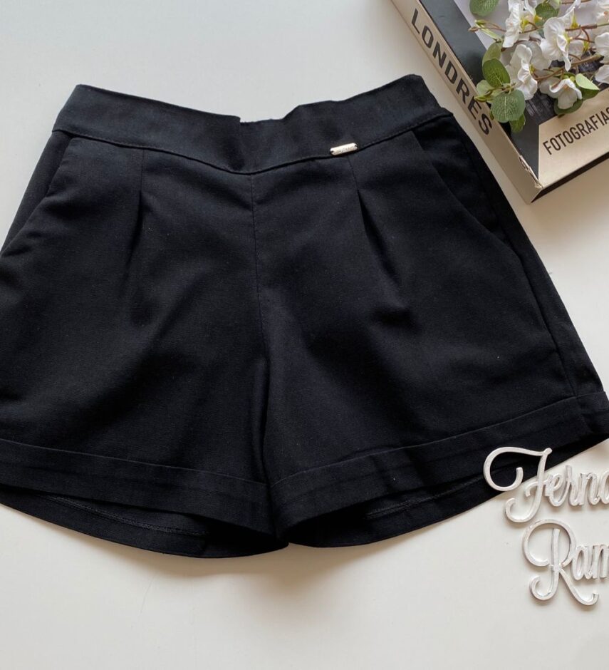 Short Feminino Viscolinho Jéssica com Bolsos Preto - Fernanda Ramos Store