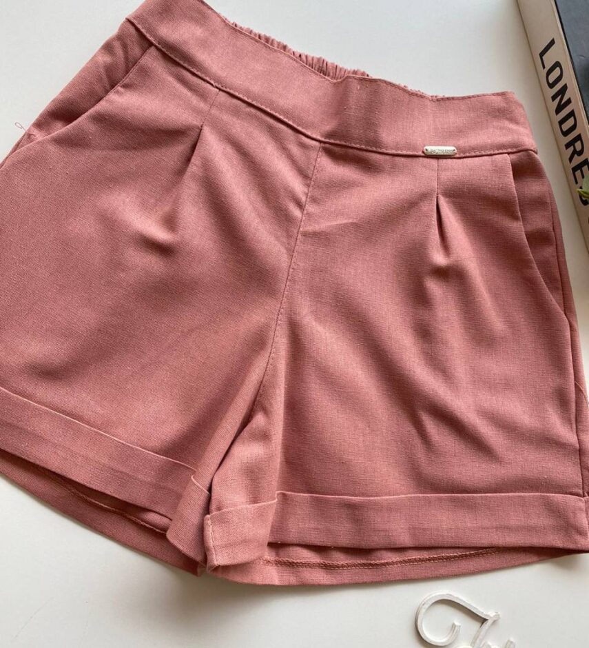 Short Feminino Viscolinho Jéssica com Bolsos Rosé - Fernanda Ramos Store