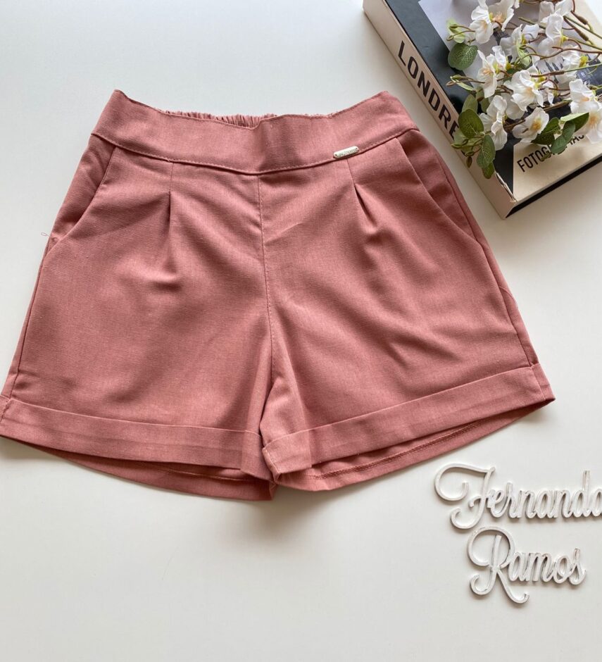 Short Feminino Viscolinho Jéssica com Bolsos Rosé - Fernanda Ramos Store