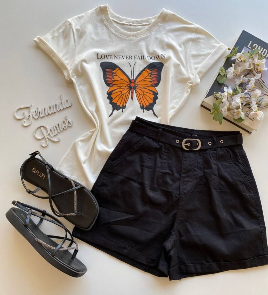 T-shirt Manga Curta Feminina Love Never Fail Down Off White - Fernanda Ramos Store