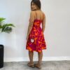 Vestido Feminino Curto com Bojo Estampado Fundo Laranja - Fernanda Ramos Store