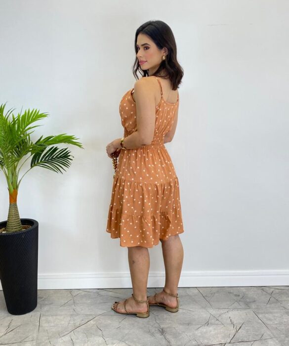 Vestido Feminino Curto Júlia com Bojo Estampado Bege - Fernanda Ramos Store