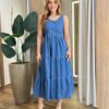 Vestido Jeans Midi sem Bojo com Amarração nas Alças - Fernanda Ramos Store