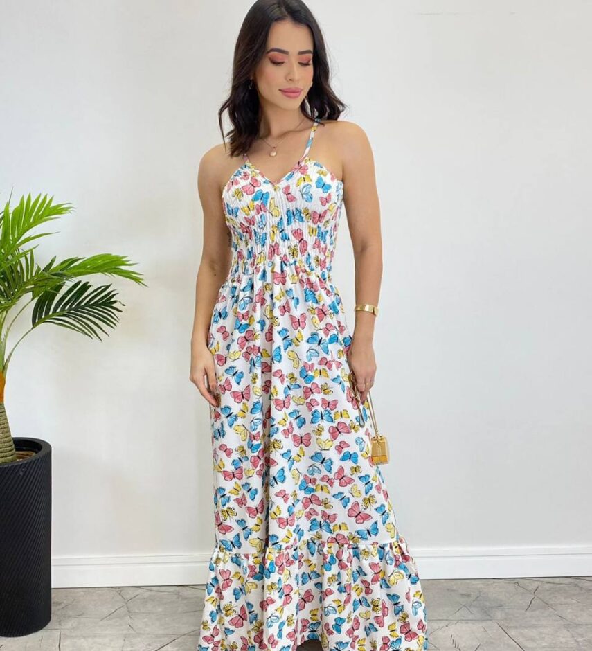 fernandaramosstore com br Vestido Longo Bia sem Bojo Estampa Borboletas Branco2