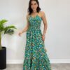 fernandaramosstore com br Vestido Longo Bia sem Bojo Estampa Borboletas Verde1