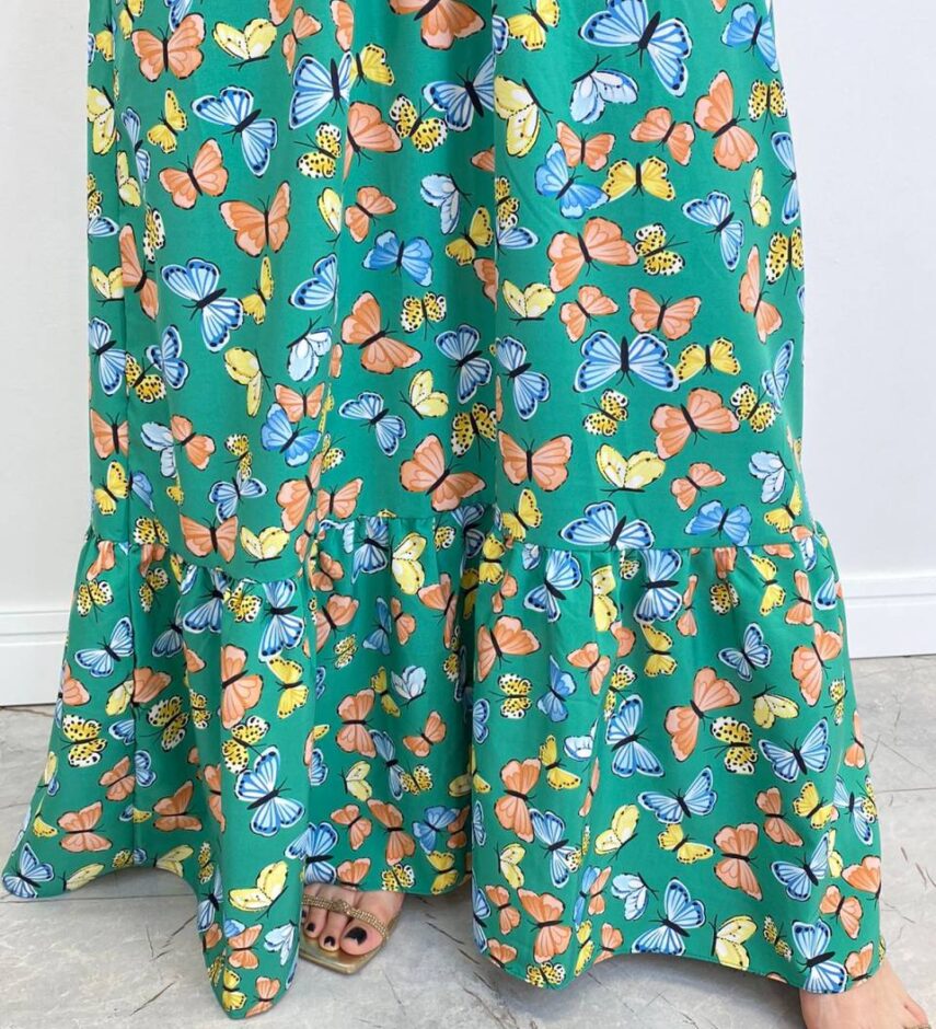 fernandaramosstore com br Vestido Longo Bia sem Bojo Estampa Borboletas Verde3
