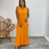 fernandaramosstore com br Vestido Longo de Malha Alça Grossa Laranja1