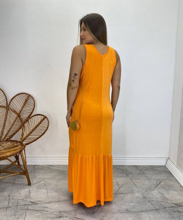 fernandaramosstore com br Vestido Longo de Malha Alça Grossa Laranja4