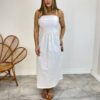 Vestido Midi Ana Júlia de Linho com Amarração Atrás Off White - Fernanda Ramos Store