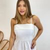 Vestido Midi Ana Júlia de Linho com Amarração Atrás Off White - Fernanda Ramos Store