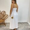 Vestido Midi Ana Júlia de Linho com Amarração Atrás Off White - Fernanda Ramos Store