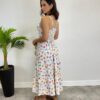 Vestido Midi com Bojo e Alça Regulável Estampa Borboletas Branco - Fernanda Ramos Store