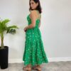 Vestido Midi com Bojo e Alça Regulável Estampa Borboletas Verde - Fernanda Ramos Store