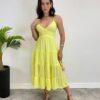 Vestido Midi Laura com Bojo e Amarração Atrás Verde Lima - Fernanda Ramos Store