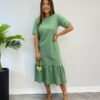 Vestido Midi Raquel sem Bojo Manga 3/4 Verde Menta - Fernanda Ramos Store