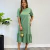 Vestido Midi Raquel sem Bojo Manga 3/4 Verde Menta - Fernanda Ramos Store