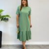 Vestido Midi Raquel sem Bojo Manga 3/4 Verde Menta - Fernanda Ramos Store