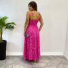 Vestido Midi sem Bojo com Amarração Nas Alças Pink Listrado - Fernanda Ramos Store