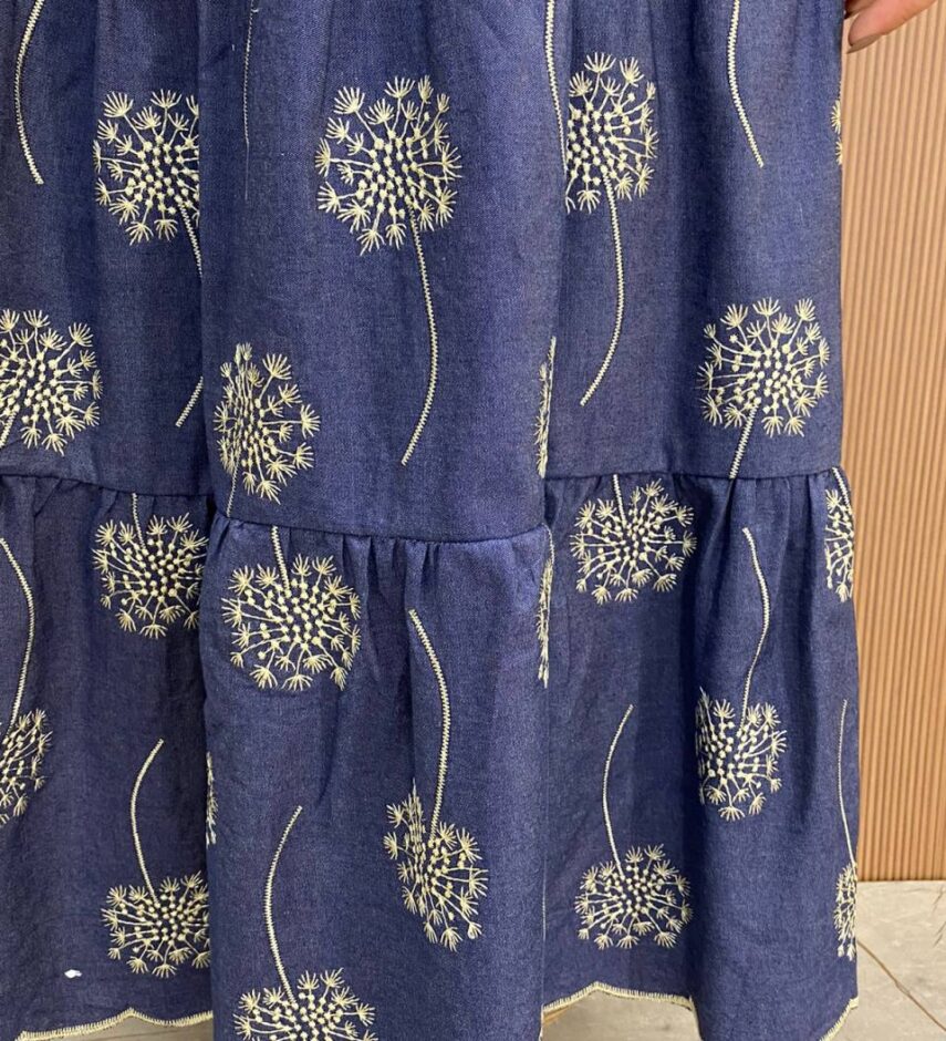Vestido Midi sem Bojo Jade Tricoline com Lastex Azul - Fernanda Ramos Store