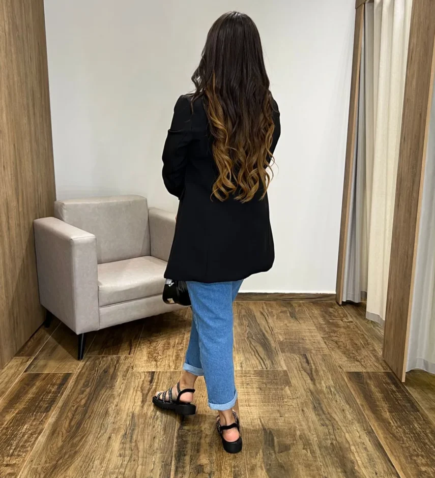 Blazer Feminino Manga Longa Fernanda Preto - Fernanda Ramos Store