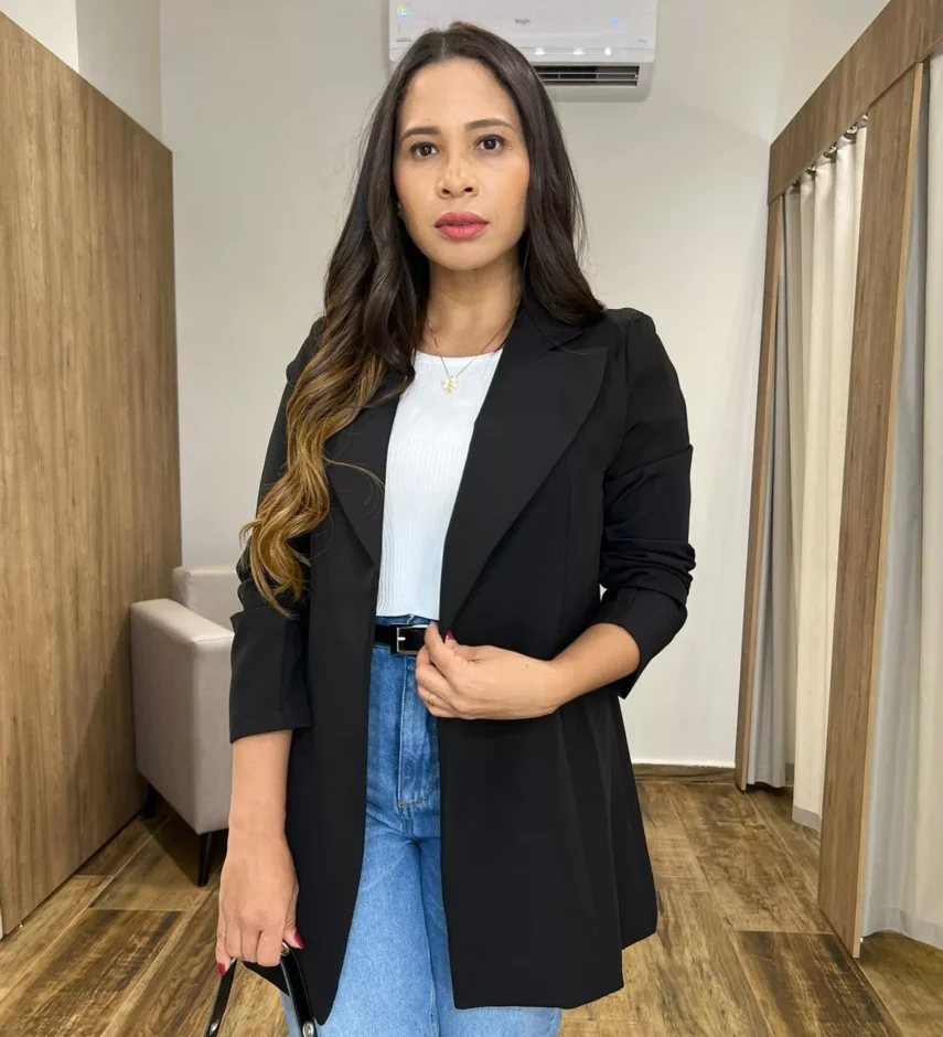Blazer Feminino Manga Longa Fernanda Preto - Fernanda Ramos Store